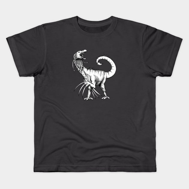 Dinosaur Therizinosaurus Alien Drawing Kids T-Shirt by shaireproductions